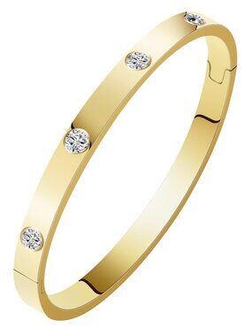 Gold Bangle High Gloss Design Waterproof and Tarnish Free Sweatproof JewelryGold